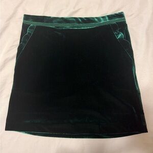 Skies Are Blue Velvet Mini Skirt in Deep Green/Emerald (size M)